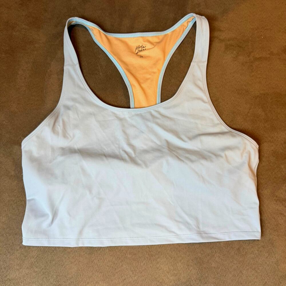 Kortni Jeane Light Blue Racerback Swim Bikini Top 2XL XXL 2X